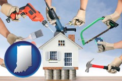 home improvement concepts and tools - with IN icon
