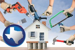 home improvement concepts and tools - with Texas icon